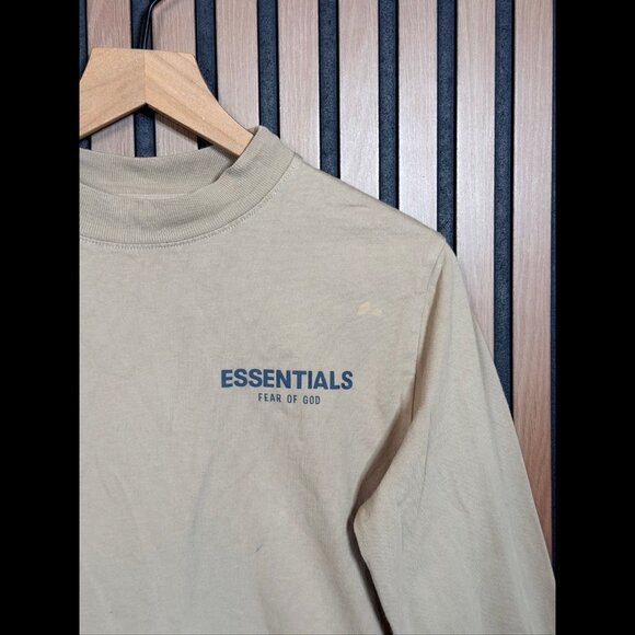 Fear Of God Essentials Shirt Large Tall / 10 Boys Beige Long Sleeve 100% Cotton - Picture 6 of 9